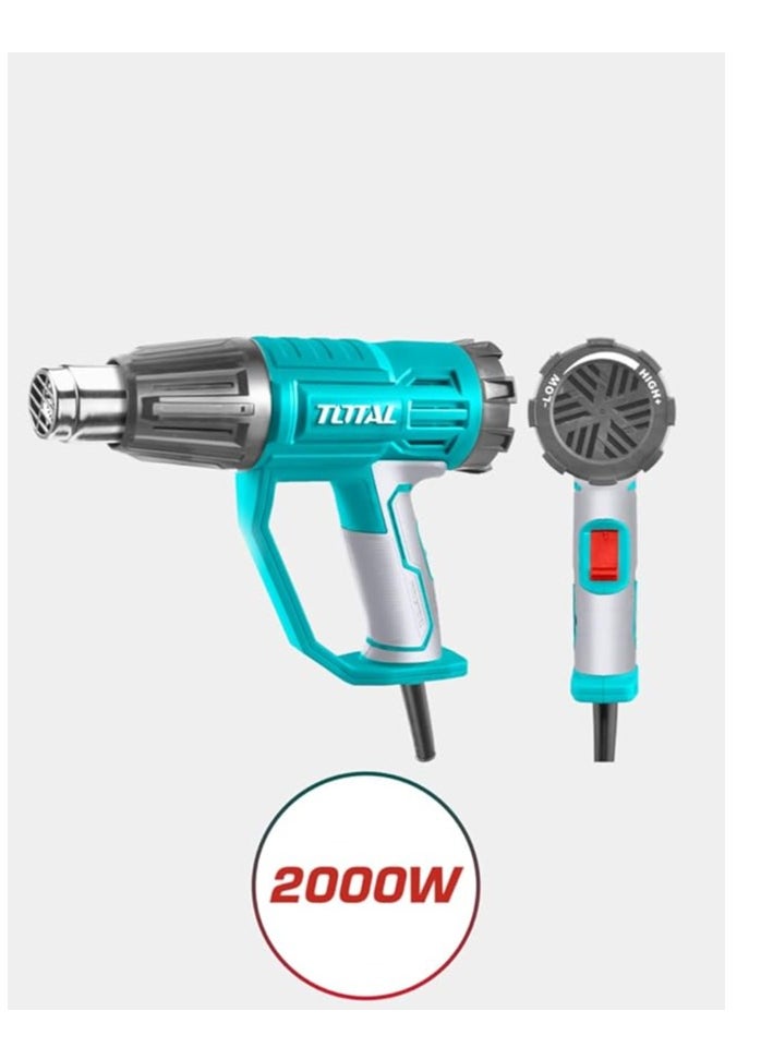 TOTAL Heat Gun 2000W, Adjustable Temperature 50°C to 550°C, Professional Hot Air Gun with Nozzles & Scraper for DIY, Crafting, Shrink Wrapping, and Paint Removal