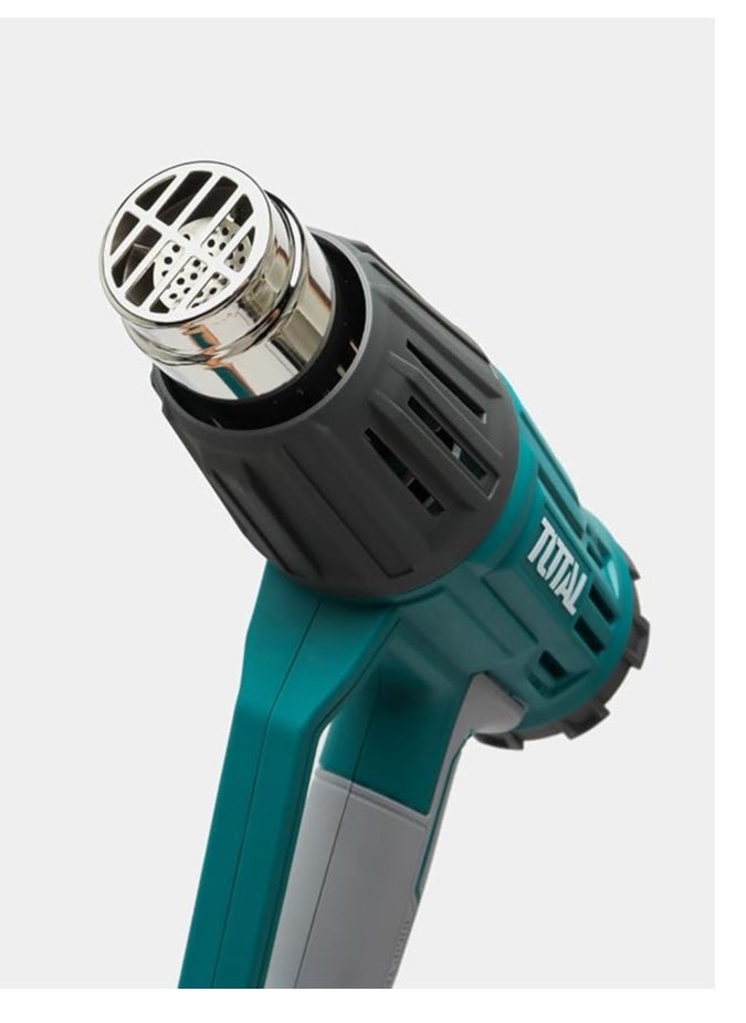 TOTAL Heat Gun 2000W, Adjustable Temperature 50°C to 550°C, Professional Hot Air Gun with Nozzles & Scraper for DIY, Crafting, Shrink Wrapping, and Paint Removal