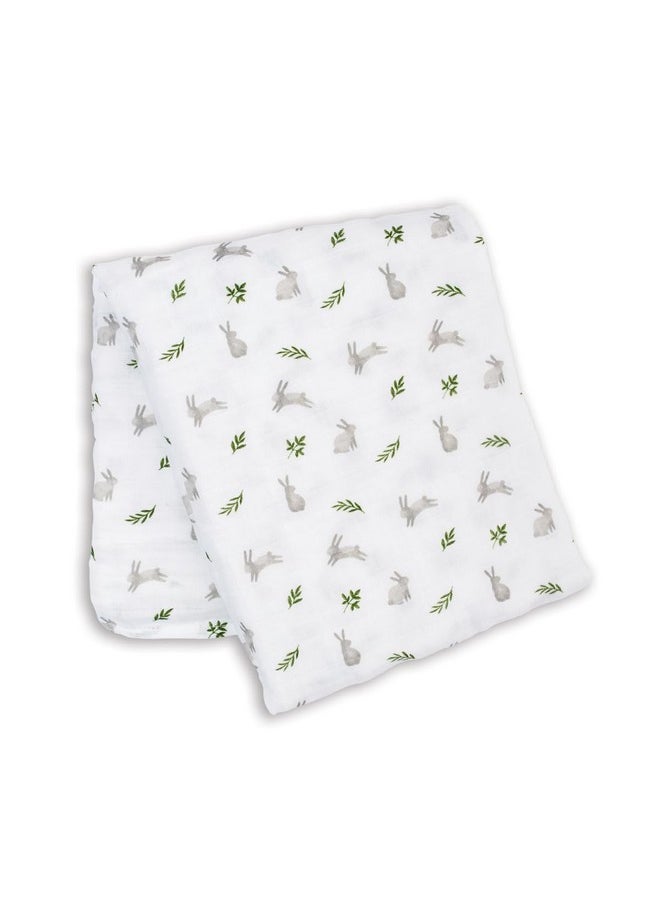 Baby Swaddle Blanket Unisex Softest 100% Cotton Muslin Swaddle Blanket Neutral Receiving Blanket For Girls & Boys| 40In X 40In| Baby Gift| Bunnies