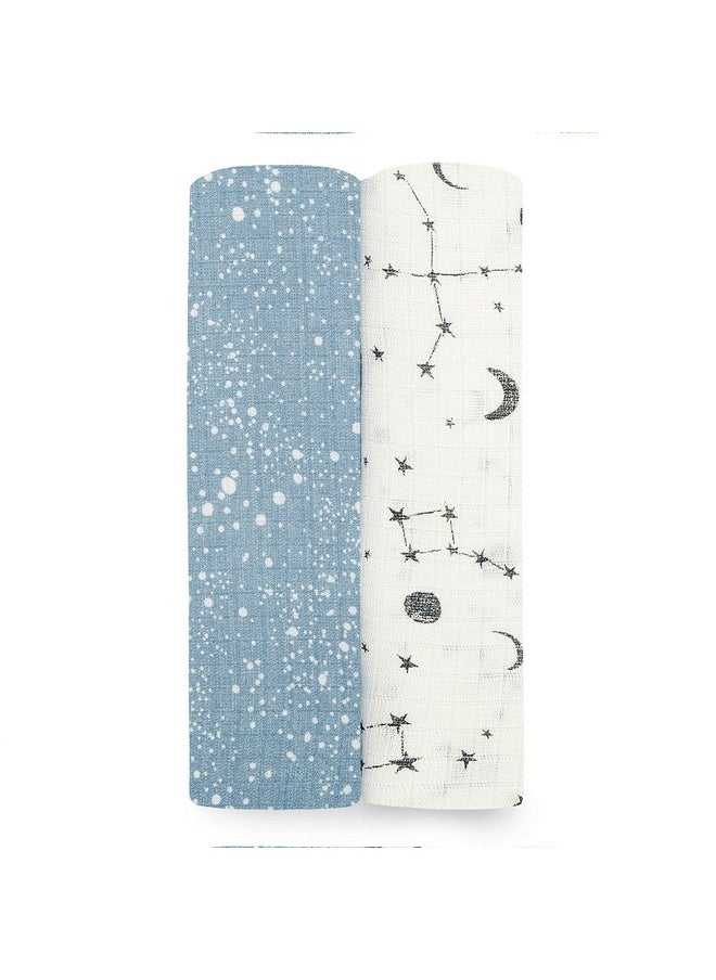 Essentials Silky Soft Swaddle Baby Blanket, 100% Bamboo Viscose Muslin Blankets For Girls & Boys, Baby Receiving Swaddles, Ideal Newborn & Infant Swaddling Set, 2 Pack, Cosmic Galaxy