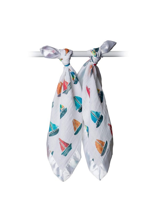 Baby Mini Muslin Cotton Silky Soft Cloths, Sailboats, 3-Pack, 28 X 28-Inches