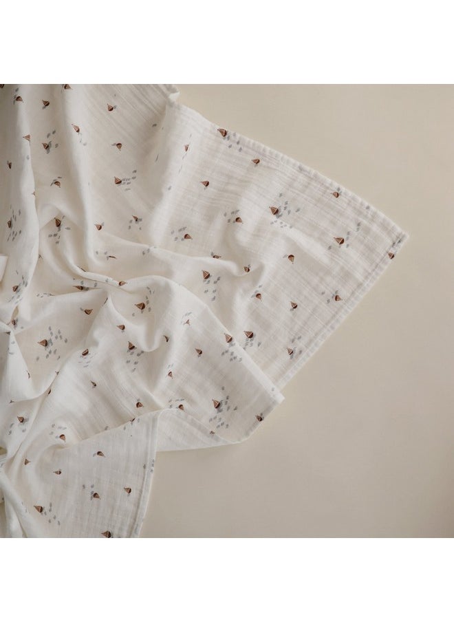 Muslin Baby Swaddle Blanket | 100% Organic Cotton (Boats)