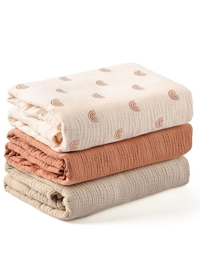 3 Pack Muslin Swaddle Blankets For Unisex, Newborn Receiving Blanket, Large 47 X 47 Inches, Soft Breathable Muslin Baby Swaddles For Boys & Girls