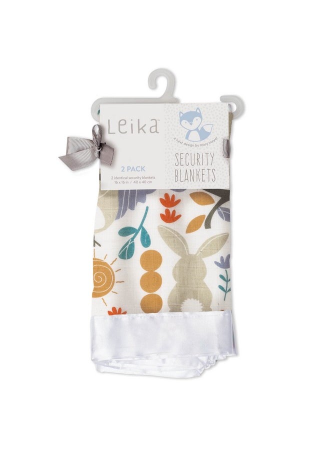 Security Lovey Blankets| Unisex Softest Breathable Cotton Muslin Security Blanket With Silky Satin Trim| Neutral Comforting Blanket For Girls & Boys | 16In By 16 In| Owl/Bunny