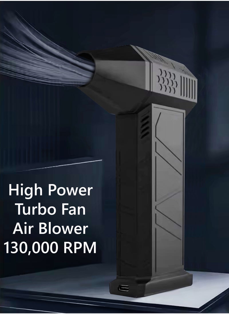 Mini Turbo Jet Fan Blower Electric Portable Air Duster Cordless 130000RPM High Speed Super Power Rechargeable Powerful Gun Type-C Rechargeable for Car Computer Keyboard Lens Outdoors Home