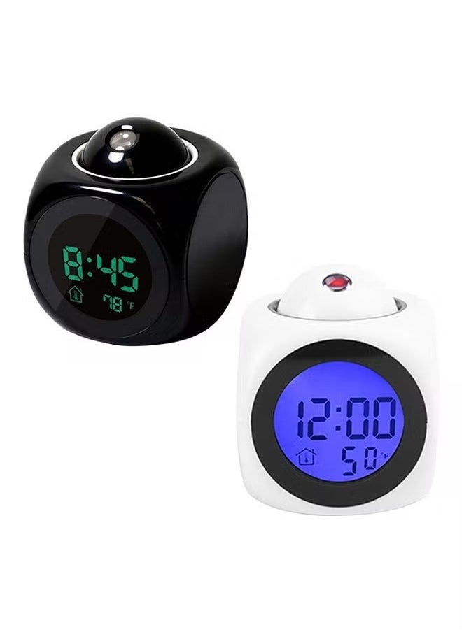 LCD Projection Digital Alarm Clock Black 15 x 11 x 2.5cm