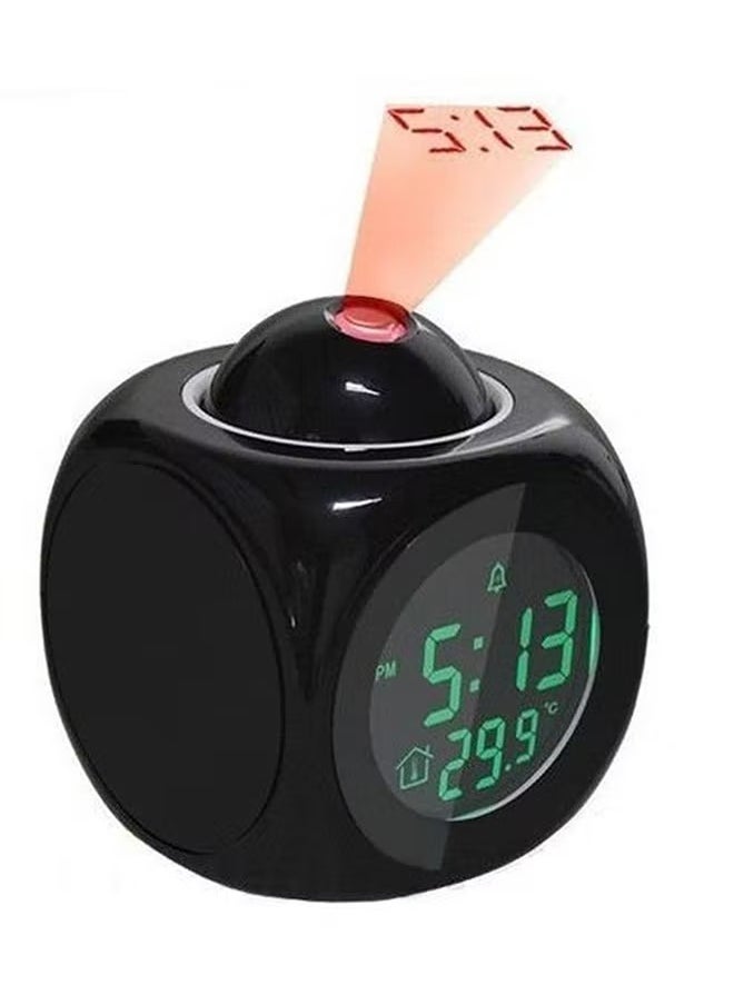 LCD Projection Digital Alarm Clock Black 15 x 11 x 2.5cm