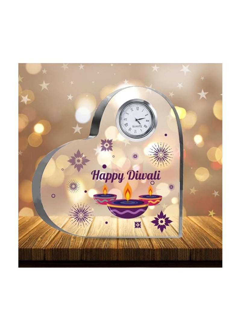 Diwali Special Heart-Shaped Crystal Clock Gift-Thoughtful Presents For Diwali Gifts For Your Friends And Family