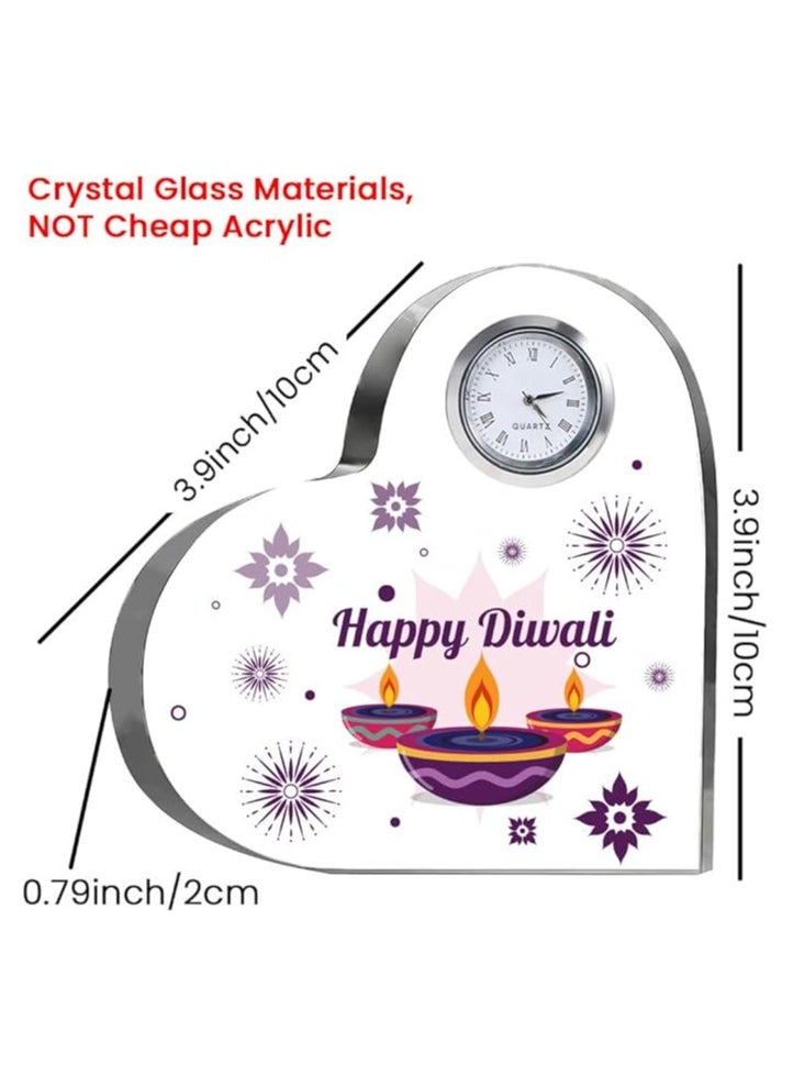 Diwali Special Heart-Shaped Crystal Clock Gift-Thoughtful Presents For Diwali Gifts For Your Friends And Family