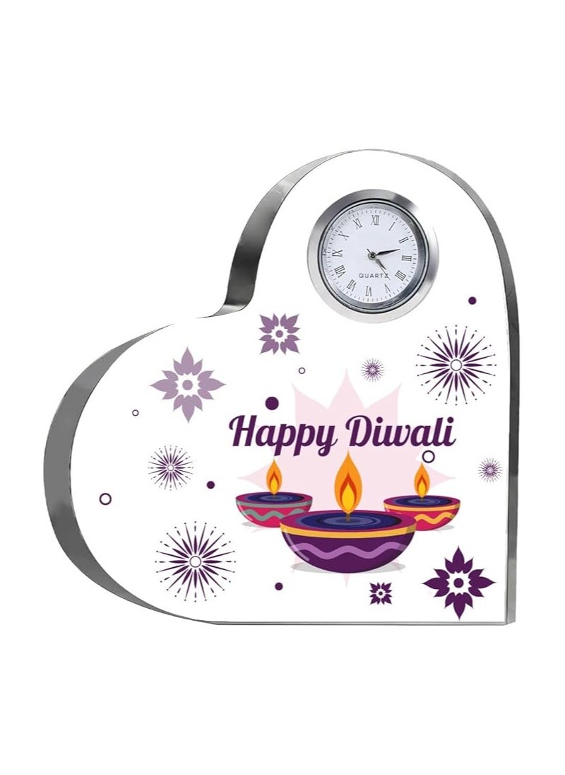 Diwali Special Heart-Shaped Crystal Clock Gift-Thoughtful Presents For Diwali Gifts For Your Friends And Family