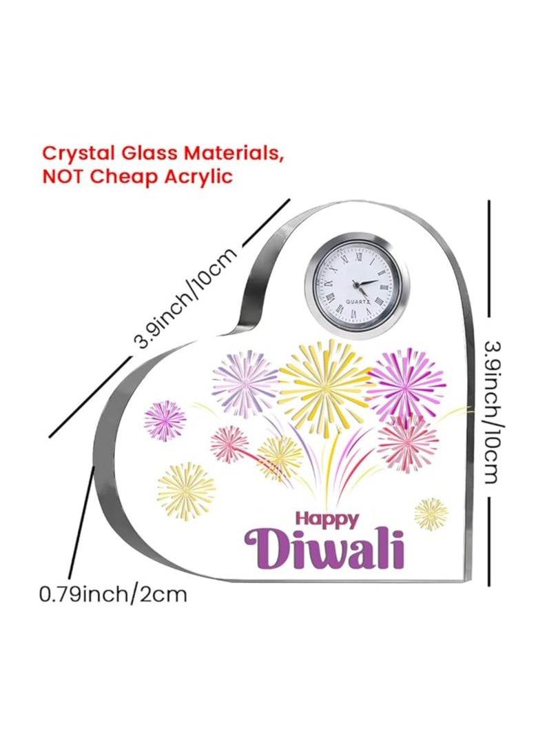 Diwali Special Heart-Shaped Crystal Clock Gift-Thoughtful Presents For Diwali Gifts For Your Friends And Family