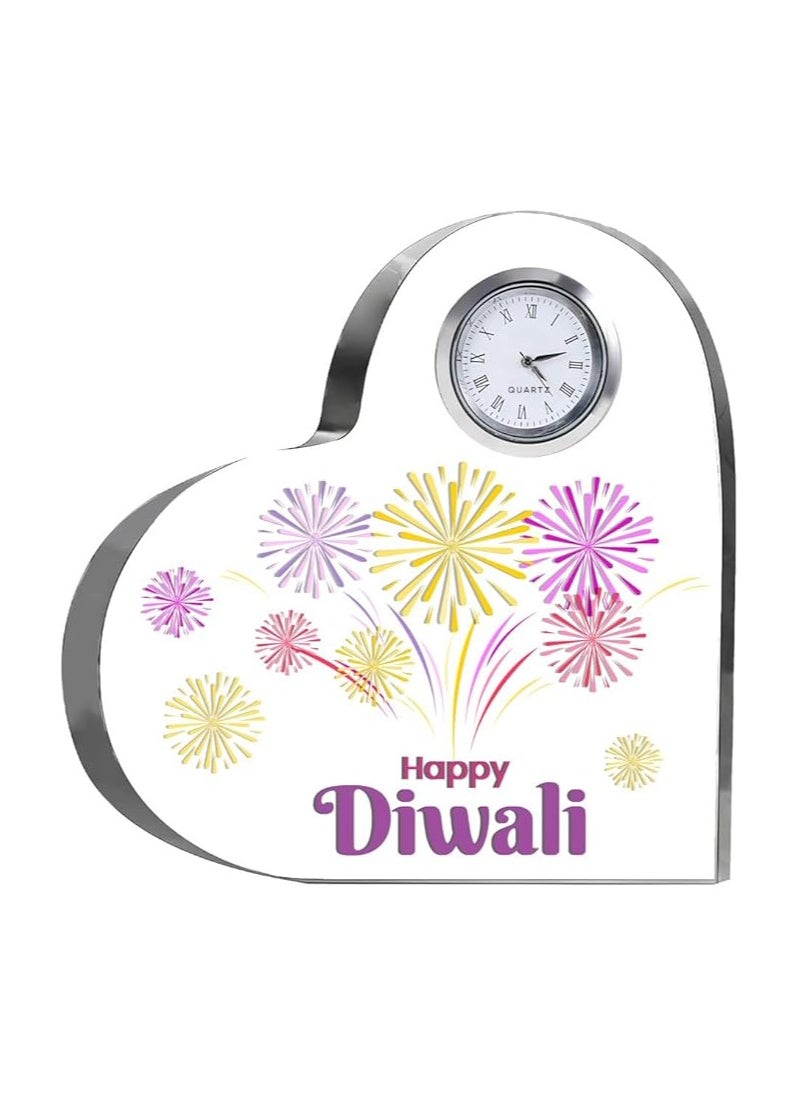 Diwali Special Heart-Shaped Crystal Clock Gift-Thoughtful Presents For Diwali Gifts For Your Friends And Family