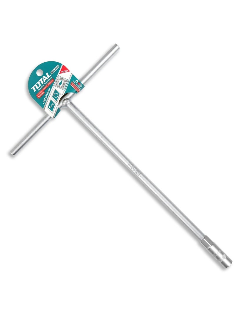 TOTAL T-Handle Socket Wrench 10mm - Chrome-Plated Cr-V Material for Automotive & DIY Use | 200mm Length