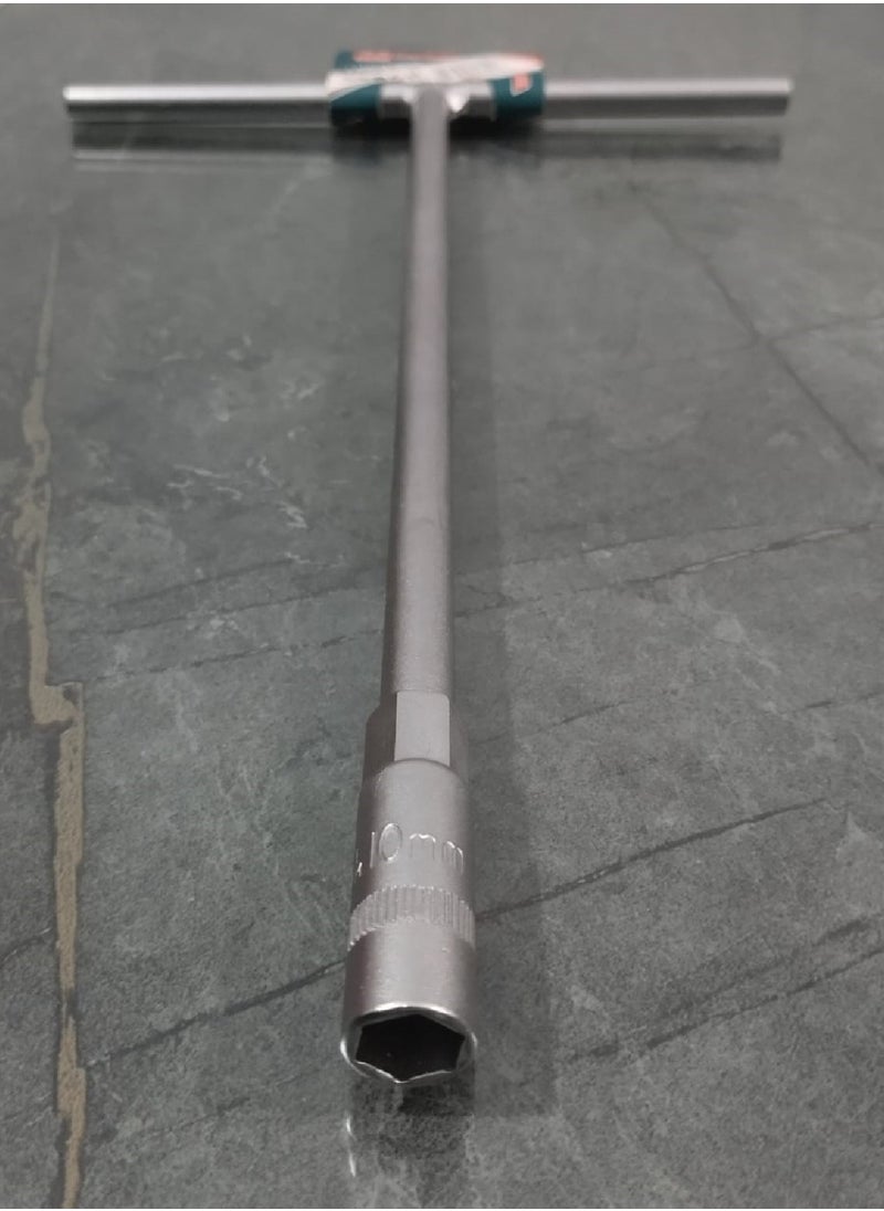 TOTAL T-Handle Socket Wrench 10mm - Chrome-Plated Cr-V Material for Automotive & DIY Use | 200mm Length