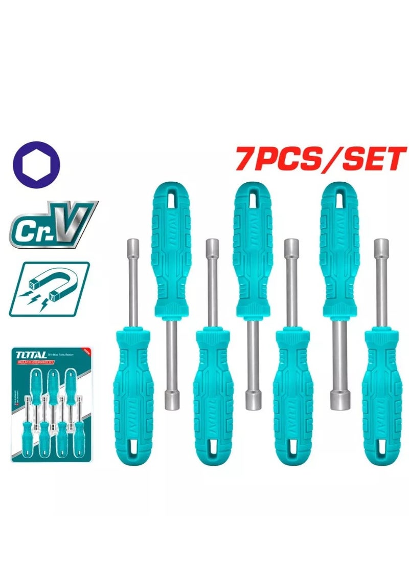 TOTAL 7PCS Nut Driver Set – Multi-Size Screwdrivers for Nuts, Bolts, and Screws – 6mm to 12mm – Durable, Ergonomic Handles for DIY & Professional Use