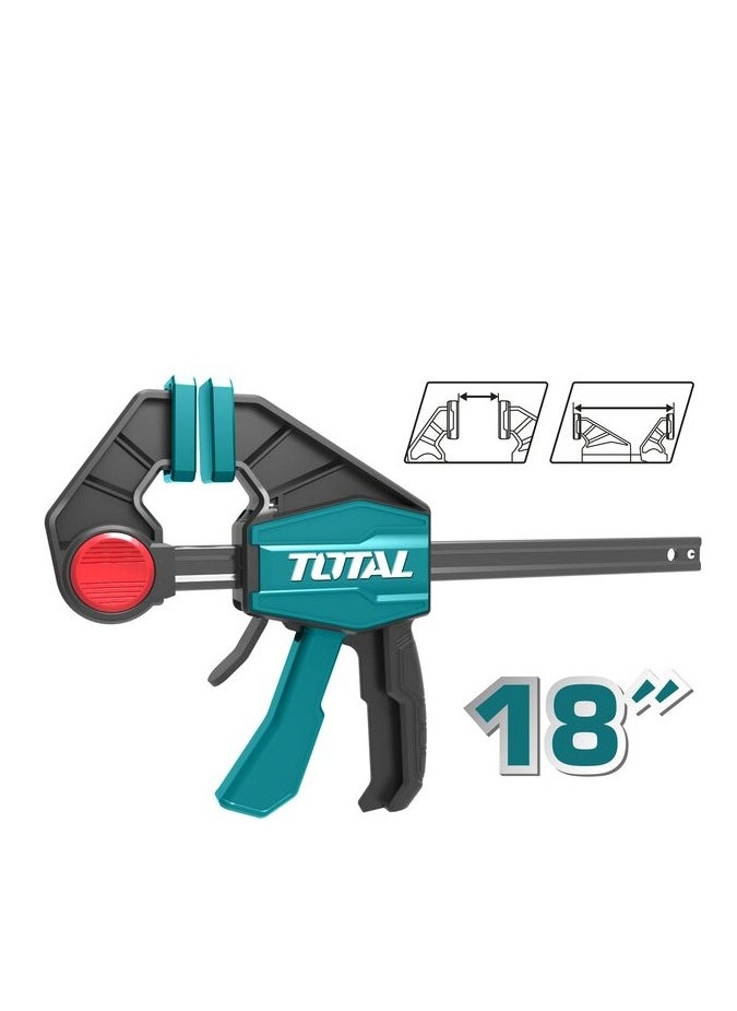 TOTAL Quick Bar Clamps 63x450mm - 60KG Maximum Clamp Force - Heavy-Duty Steel Construction for Woodworking, Metalworking, DIY Projects - 5x18mm Iron Ruler