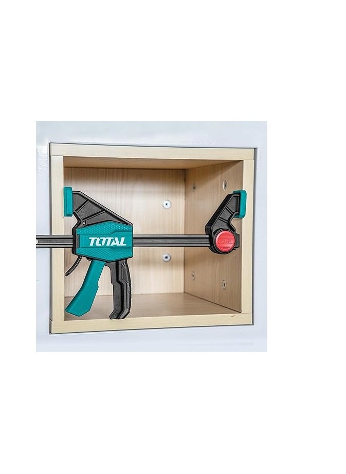 TOTAL Quick Bar Clamps 63x450mm - 60KG Maximum Clamp Force - Heavy-Duty Steel Construction for Woodworking, Metalworking, DIY Projects - 5x18mm Iron Ruler