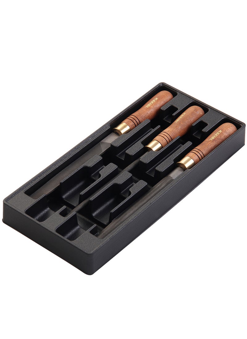 Metal File Set Wooden Handle 3؛ؤس