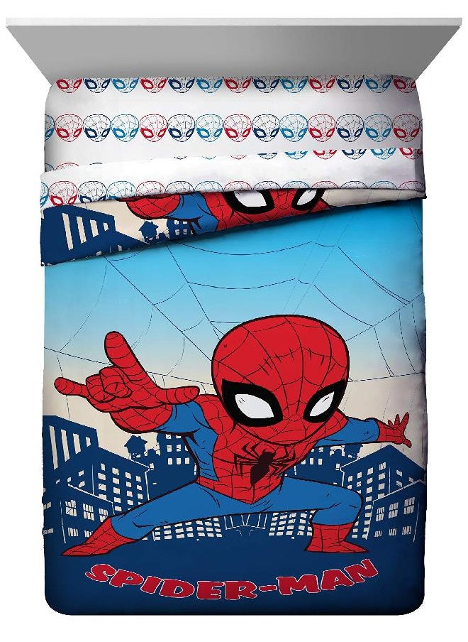 Jay Franco Marvel Super Hero Adventures Go Spidey 4 Piece Toddler Bed Set - Super Soft Microfiber Bed Set Includes Toddler Size Comforter & Sheet Set - Bedding Features Spiderman