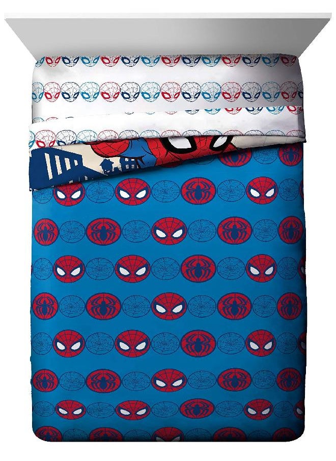 Jay Franco Marvel Super Hero Adventures Go Spidey 4 Piece Toddler Bed Set - Super Soft Microfiber Bed Set Includes Toddler Size Comforter & Sheet Set - Bedding Features Spiderman