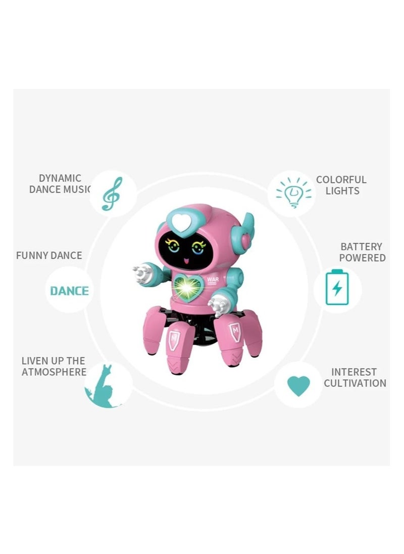 2 IN 1 SGT-Bot Robot Pioneer Colorful Lights and Music All Direction Movement Dancing Robot Toys for Boys and Girls (WHITE+PINK)