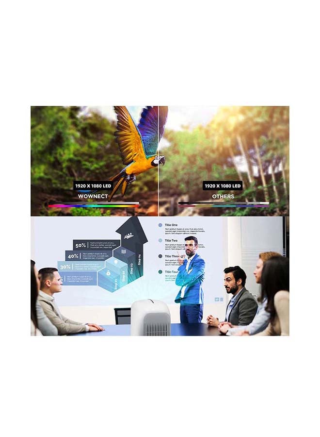 Portable Projector 1080P 4K, 8000 Lumens for Gaming, Office, Outdoor, Home Theater Projector PROJ-WO-44-W White