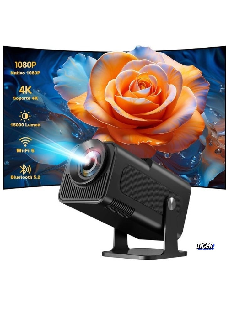 Mini 4K Native 1080P Smart Projector – Android TV 11.0, WiFi & Bluetooth, Auto Keystone Correction, 10000 Lumens, 180-Degree Rotation, Short Throw – Perfect for Home Theater, Outdoor Movies & Gaming