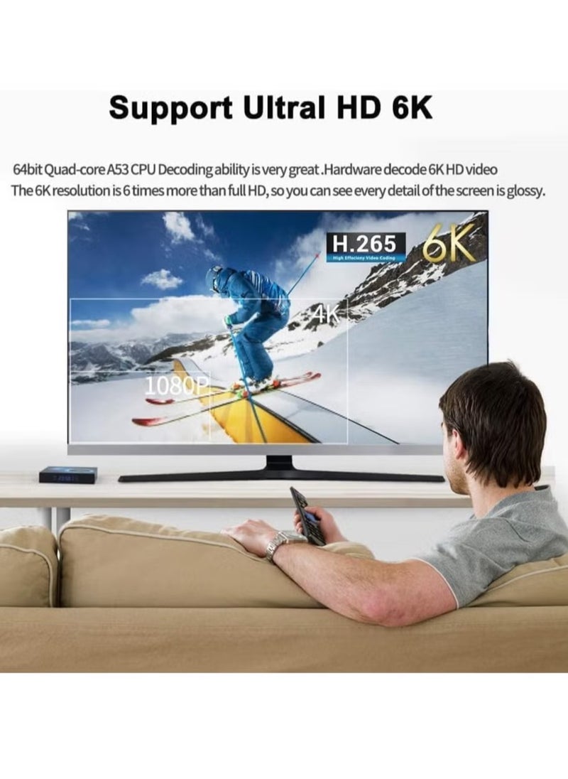 T95 Android TV Box with 8GB RAM, 128GB ROM | Latest Android 10.0 TV Box with 6K Ultra HD, 3D Support | H616 Quad-Core Cortex-A53 CPU | High-Speed 2.4G/5G Dual-Band Wi-Fi | 100M LAN Ethernet & Bluetooth Smart TV Box for Smooth Streaming and Gaming