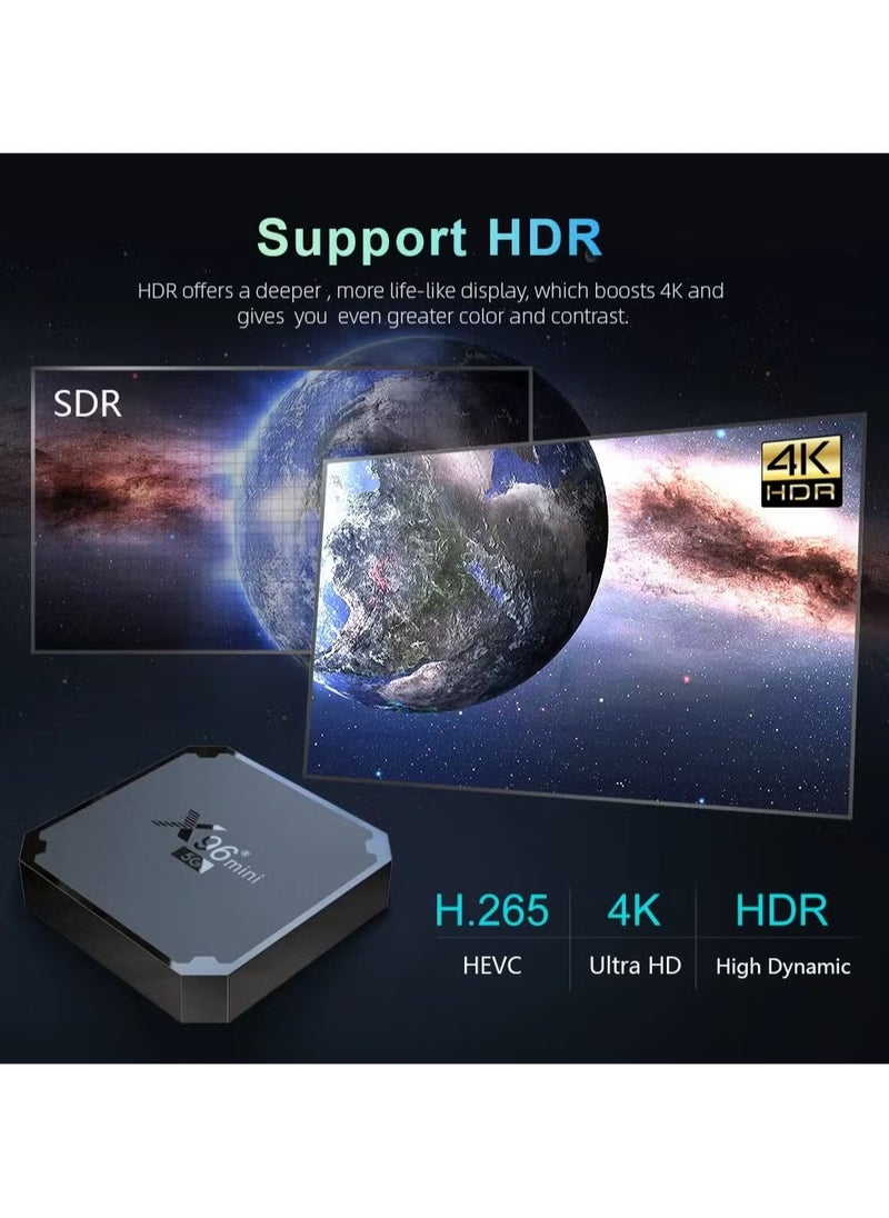 X96 Mini 5G Android TV Box | 2GB RAM + 16GB ROM | Android 9.0 | Amlogic S905W4 Quad-Core | Dual WiFi 2.4G/5G | 4K Media Player | H.265 10bit | USB 2.0 | Smart TV Box