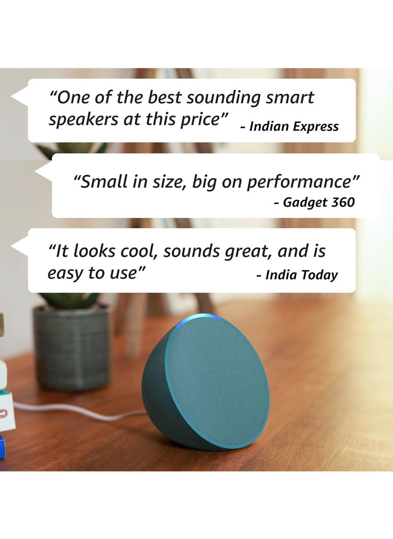 Echo Pop Full sound compact Wi-Fi & Bluetooth smart speaker with Alexa Use your voice to control smart home devices, play music or the Quran, and more (speaks English & Khaleeji) green