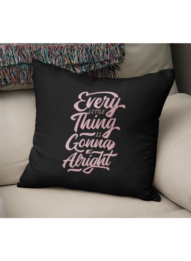 Everything Will Be Alright Printed Velvet Pillow Black/Pink 16 x 16inch