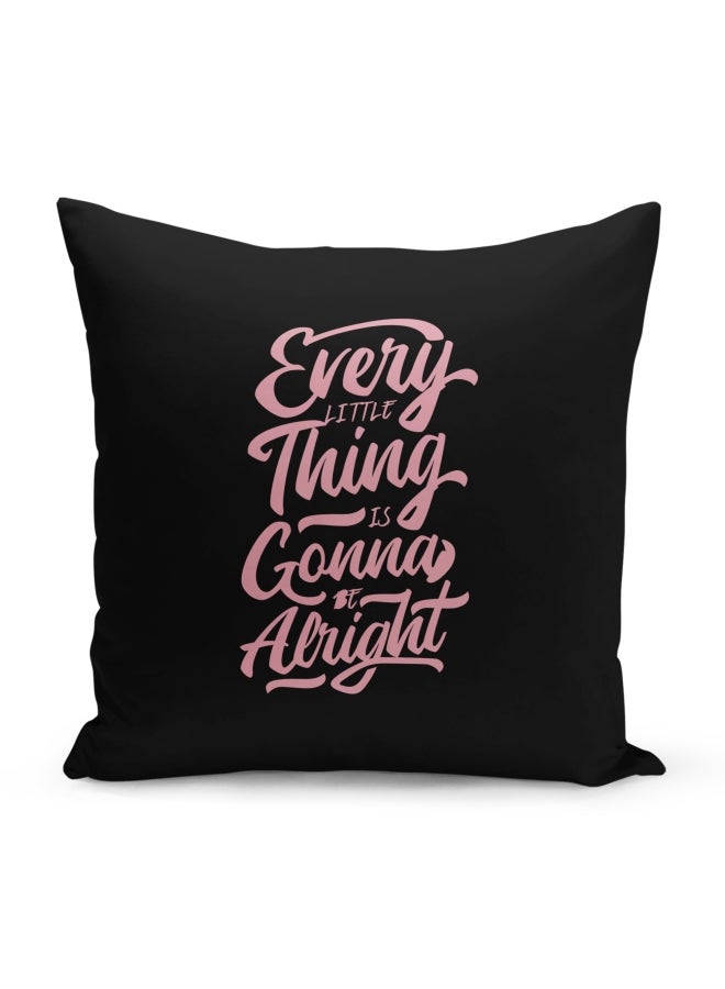 Everything Will Be Alright Printed Velvet Pillow Black/Pink 16 x 16inch