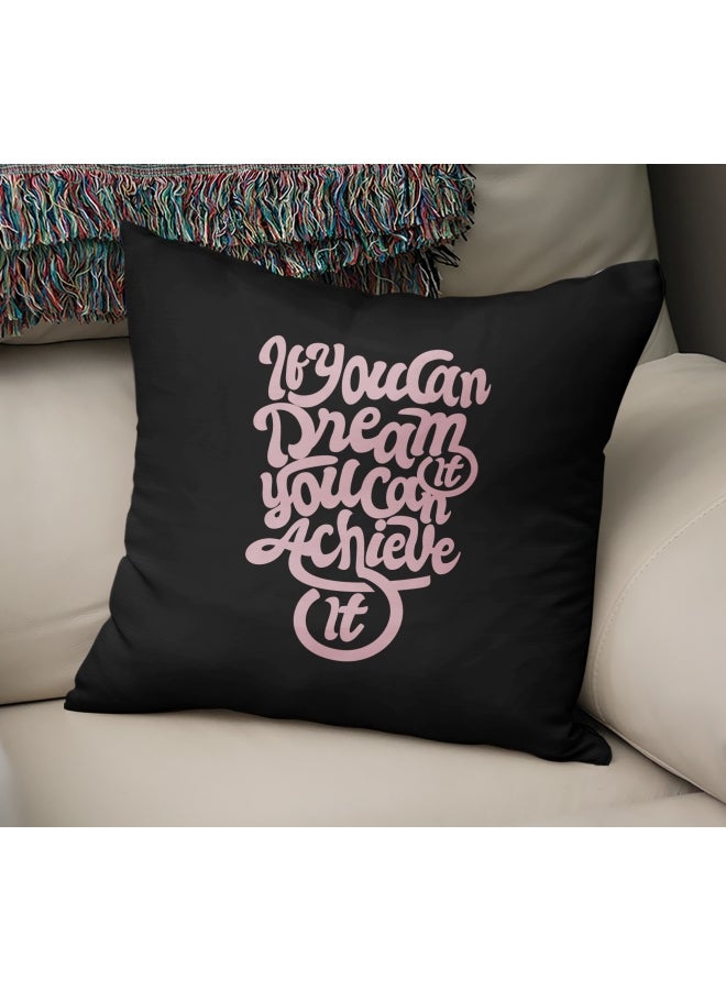 Pink Print Black Velvet Pillow Multicolour 40 x 40cm