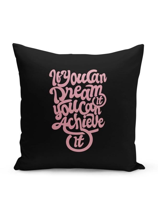 Pink Print Black Velvet Pillow Multicolour 40 x 40cm