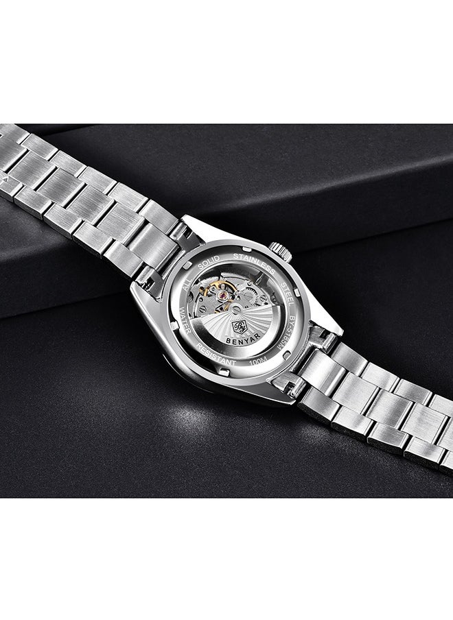 Men's Automatic Watch Stainless Steel Strap Waterproof Luminous Casual Business Sport Analogue Self-Winding Wristwatch Date,Blue