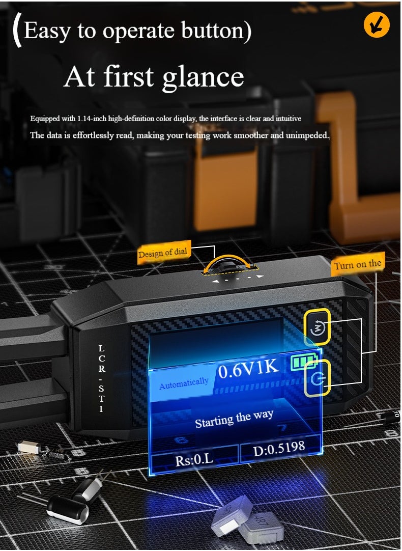 FNIRSI LCR-ST1 10KHz LCR Meter Tweezer, Mini Smart SMD Tester, ESR Meter, Maximum accuracy 0.5%, Capacitance Inductance Continuity Diode Tester, Auto Component Recognition Electronic Component Analyze