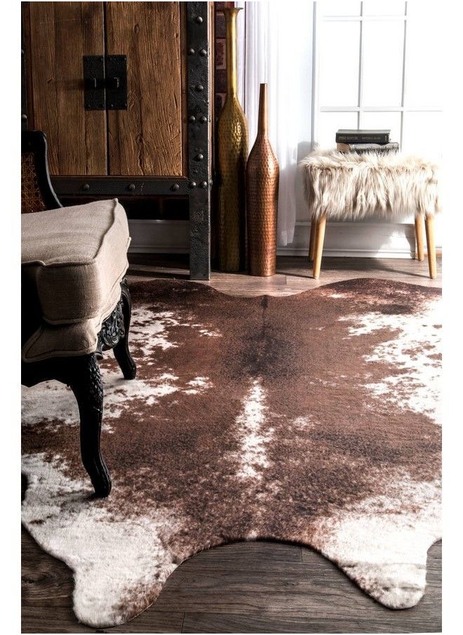 Halina Faux Cowhide Area Rug 3' 10