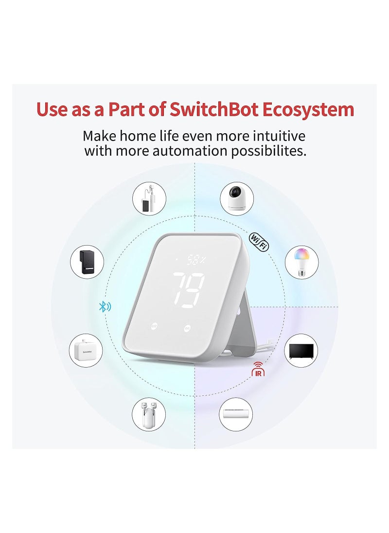 Hub 2nd Gen, work as a WiFi Thermometer Hygrometer, IR Remote Control, Smart Remote and Light Sensor, Link SwitchBot to Wi-Fi 2.4GHz Compatible with voice assistant