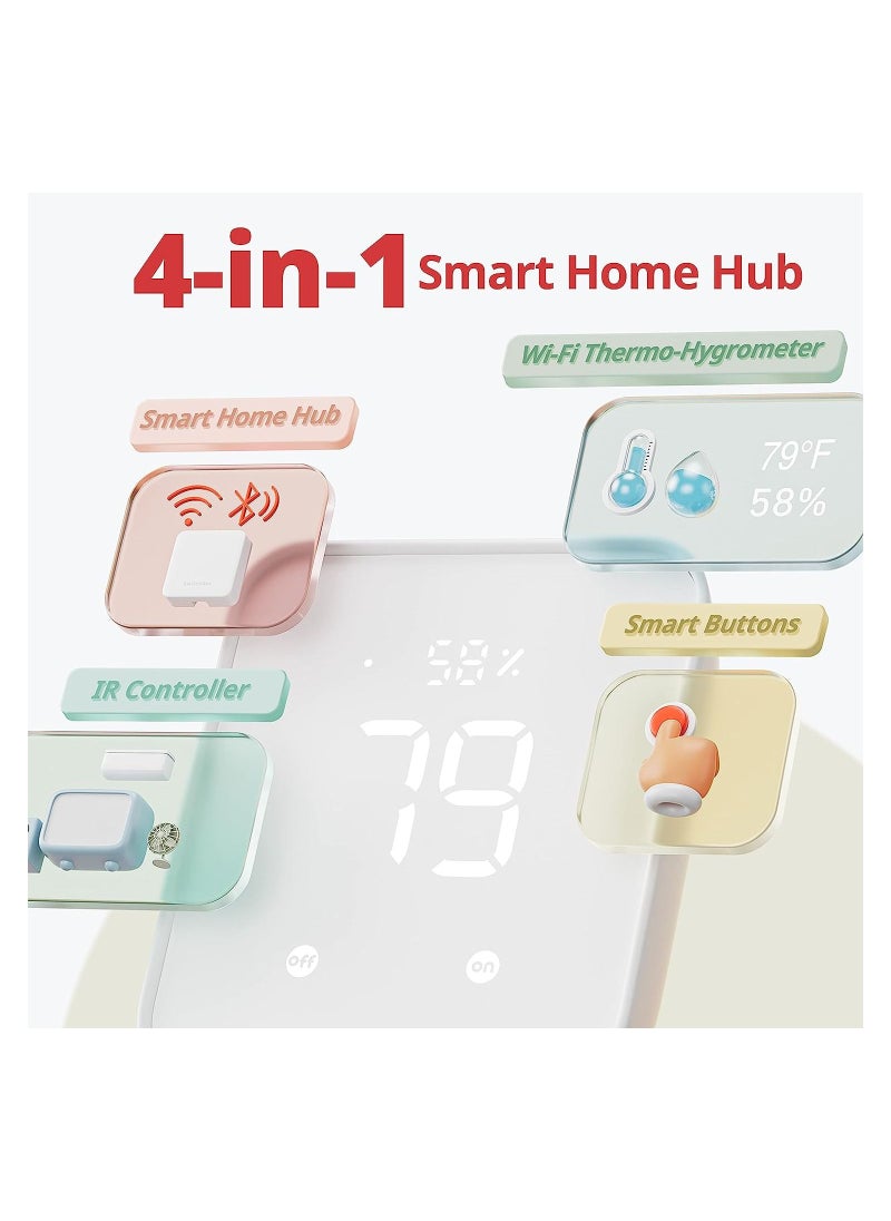 Hub 2nd Gen, work as a WiFi Thermometer Hygrometer, IR Remote Control, Smart Remote and Light Sensor, Link SwitchBot to Wi-Fi 2.4GHz Compatible with voice assistant