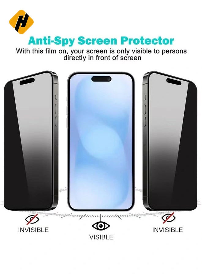 [3+3 Pack] Privacy Screen Protector for iPhone 16 Pro Max with Camera Lens Protector | Full Coverage Anti-Spy Tempered Glass Film | 9H Hardness | Enhanced Edge Protection | Easy Installation | Bubble Free [6.9 Inch]