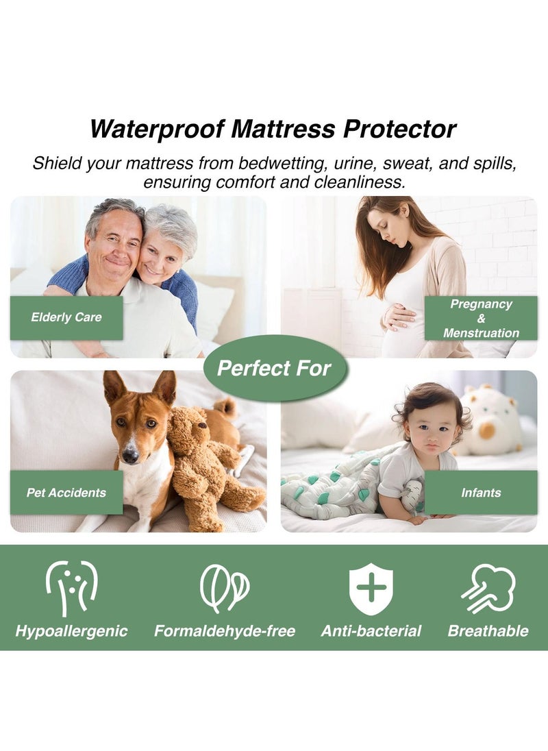 SpireHues Waterproof Quilted Mattress Protector - Deep Pocket 30cm, Soft Microfiber Polyester, Breathable