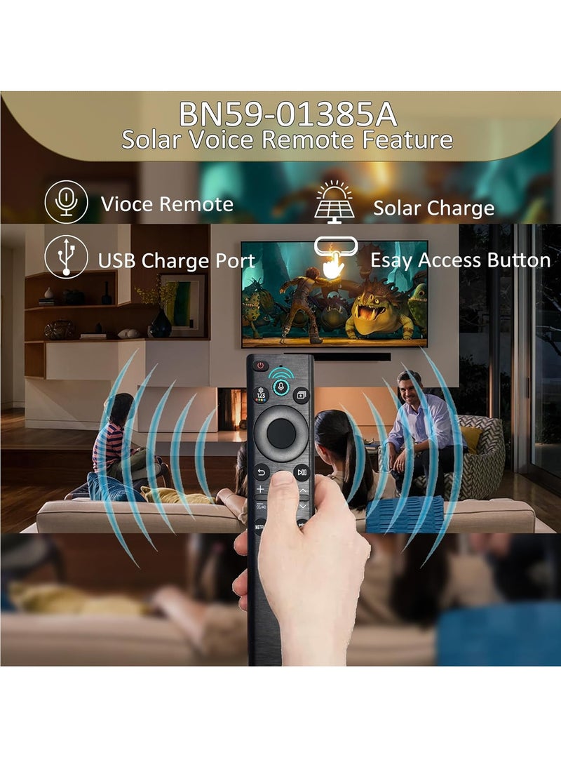 BN59-01385A Solar Voice Remote Control – Compatible with Samsung Smart TVs – Voice Control, Solar Charging, Eco-Friendly Design, Easy Navigation, and Seamless TV Control