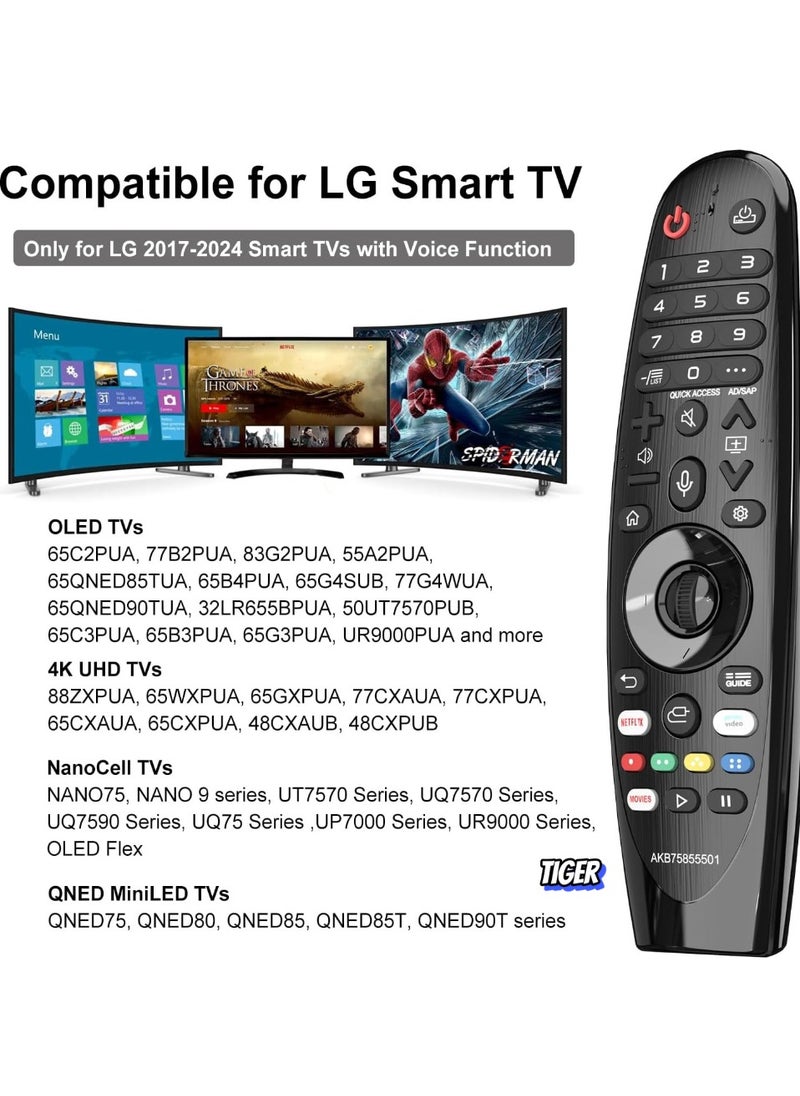 Replacement for LG MR20GA Magic Remote Control – Compatible with LG 2017-2024 Smart TVs, Voice Control, Air Mouse Function, Easy Navigation, Universal Magic Remote