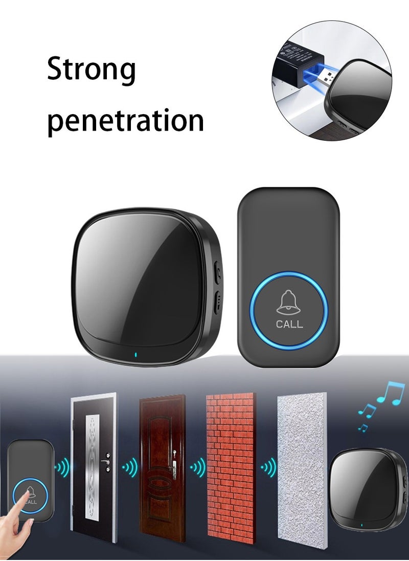 Smart Wireless Long Range Doorbell with USB Interface and LED Light for Home Security and Office Use