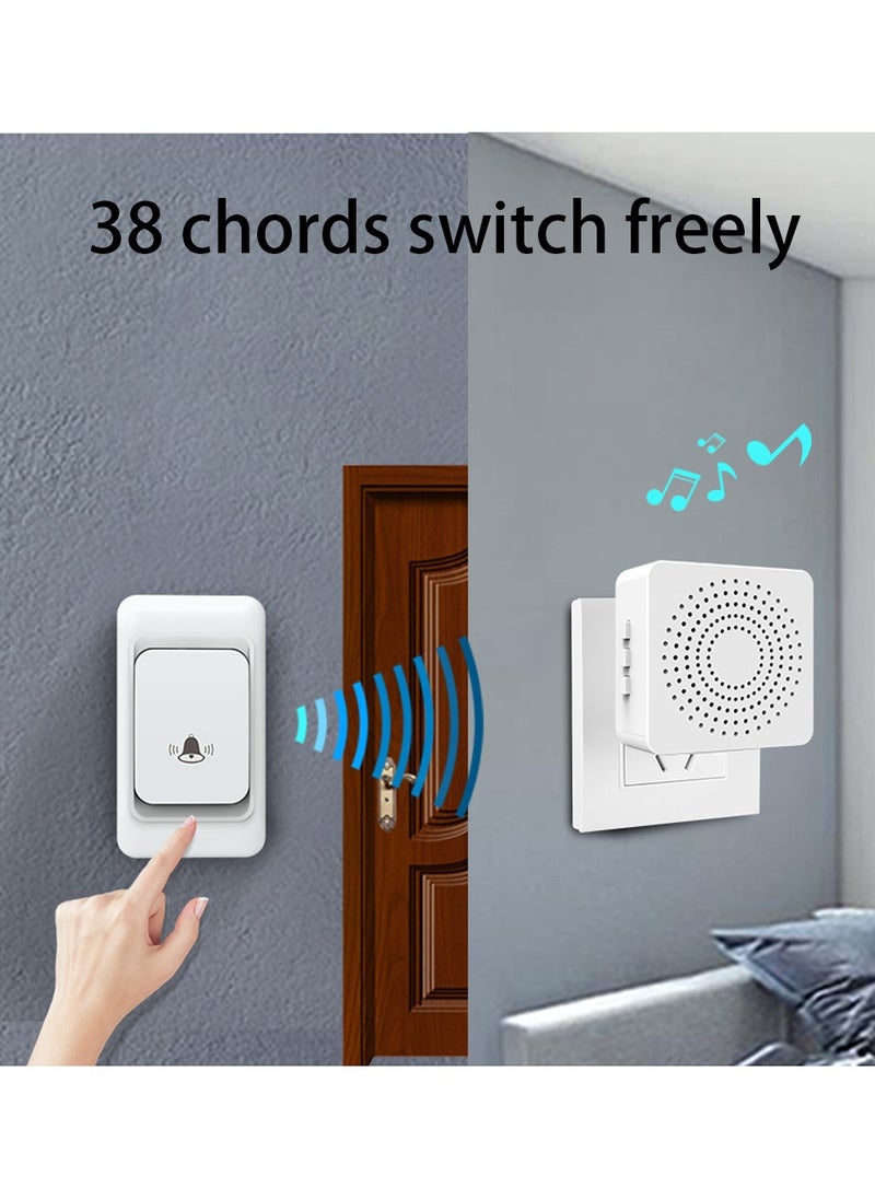 Wireless Waterproof Doorbell with Long Range, Adjustable Volume, USB Port, Multiple Chimes for Home and Office