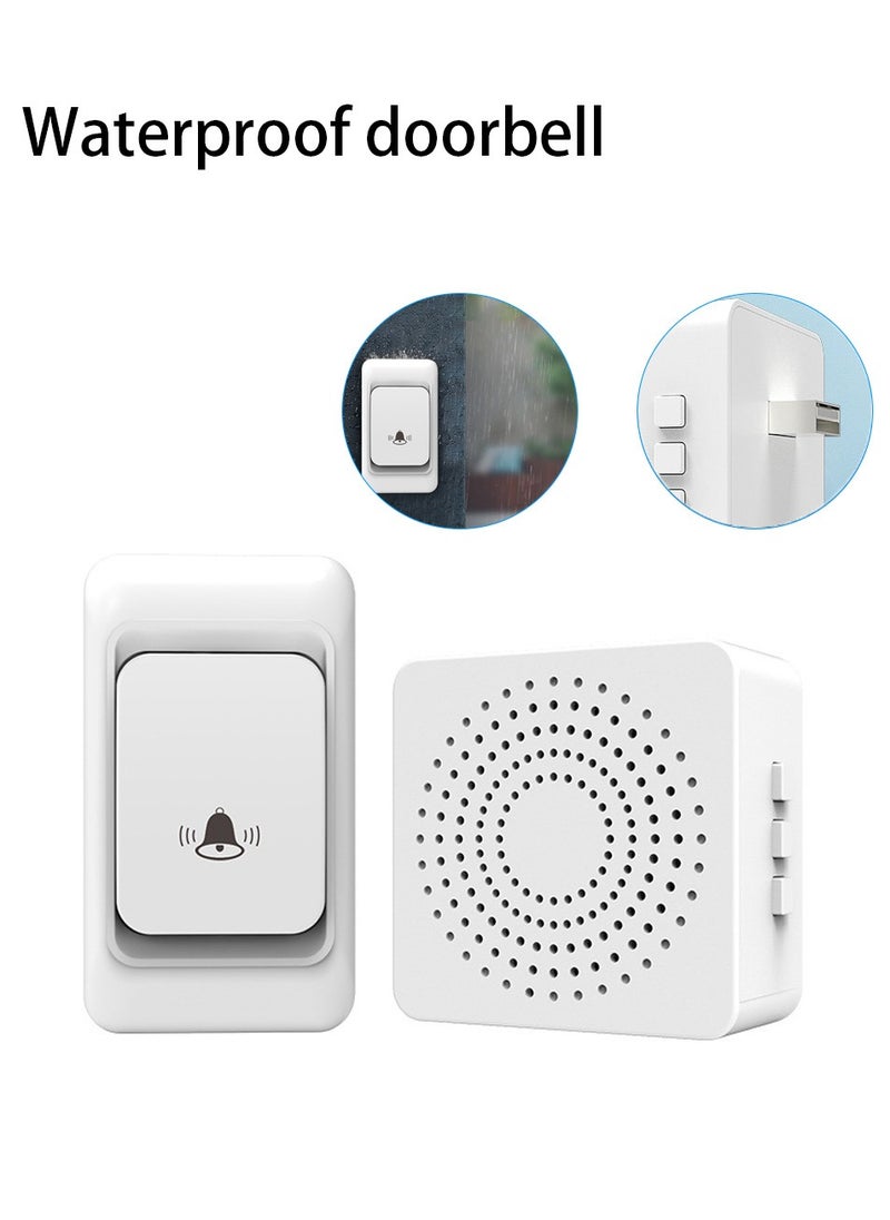 Wireless Waterproof Doorbell with Long Range, Adjustable Volume, USB Port, Multiple Chimes for Home and Office