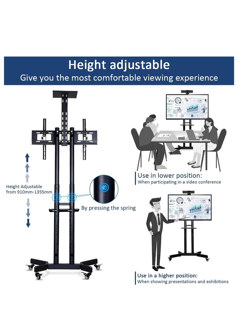 TV Trolley Stand with Mount for LED LCD Plasma Flat Panel Screens and Displays 32 to 70 inch