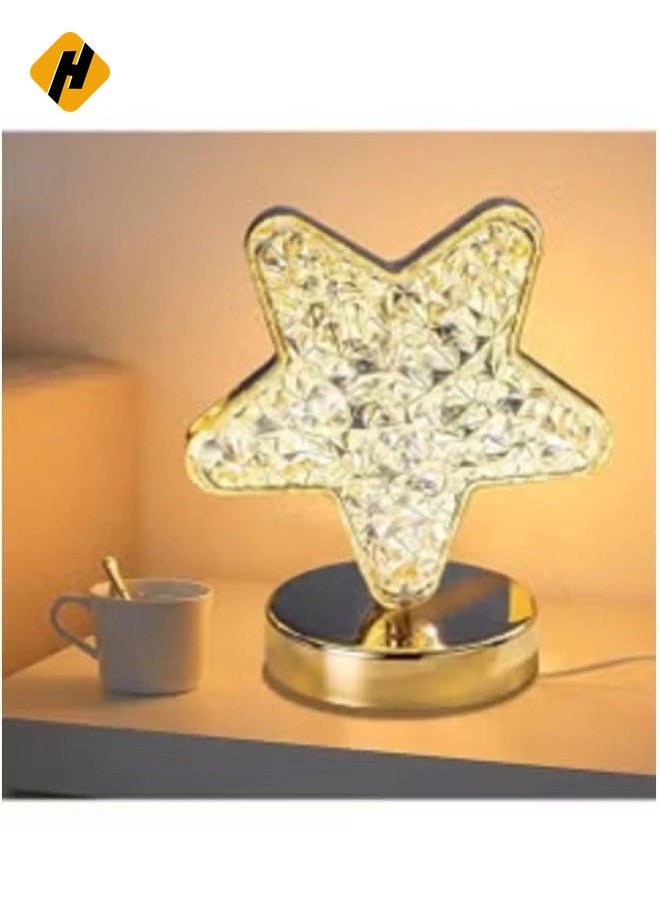 Star Lamp Cute Night Light for Kids – Acrylic Crystal Desktop Lamp, Cordless Rechargeable, Stepless Dimmable Touch Control