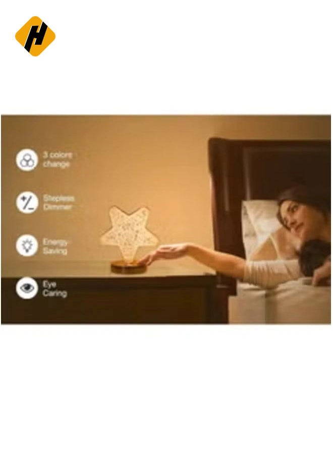 Star Lamp Cute Night Light for Kids – Acrylic Crystal Desktop Lamp, Cordless Rechargeable, Stepless Dimmable Touch Control