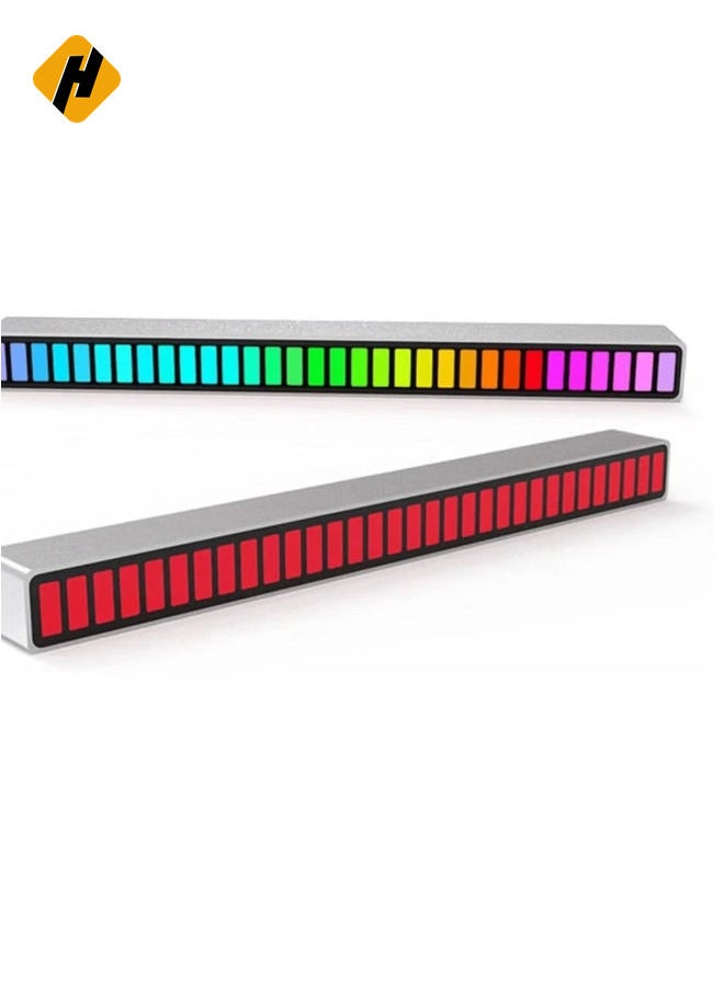 RGB Sound Control Light, 2 Pcs Rechargeable Voice-Activated Pickup Rhythm Creative Colorful LED Ambient 32 Bit Music for Car Laptop Party Outdoor Gaming